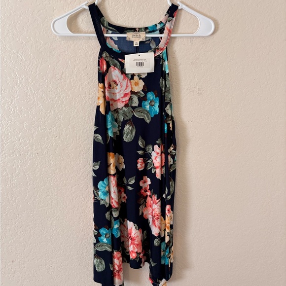 Blu Pepper Tops - Blu Pepper Floral Print Tunic - Navy and Pink